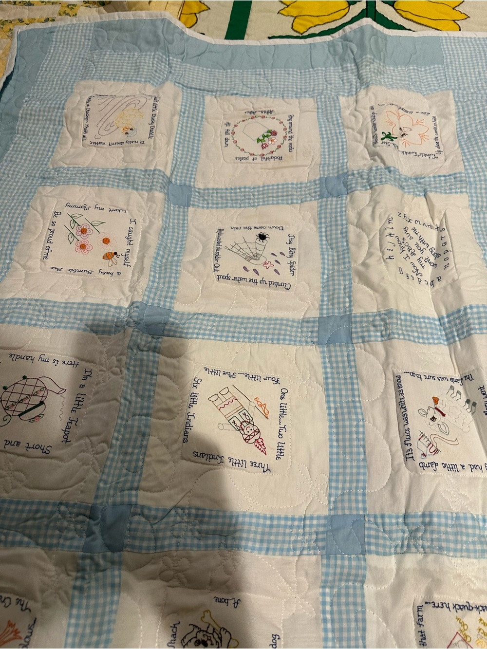 Handmade Blue and White Patchwork Baby Quilt